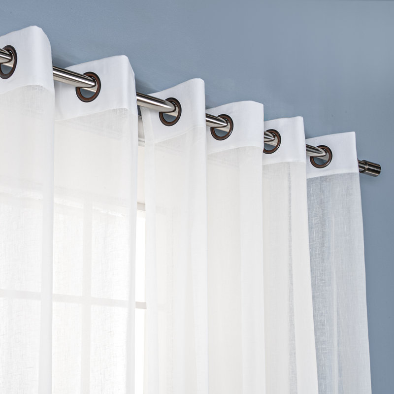 Paire de rideaux semi-transparents avec œillets Taumsauk, Blanc, L 52 po x L 96 po