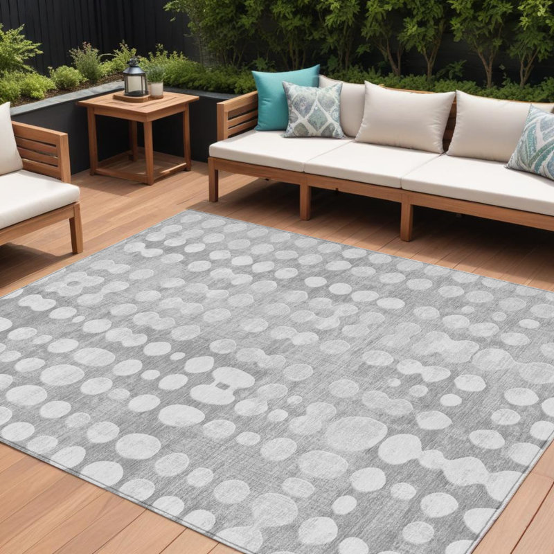 Tapis intérieur lavable abstrait gris et ivoire 9 pi x 12 pi