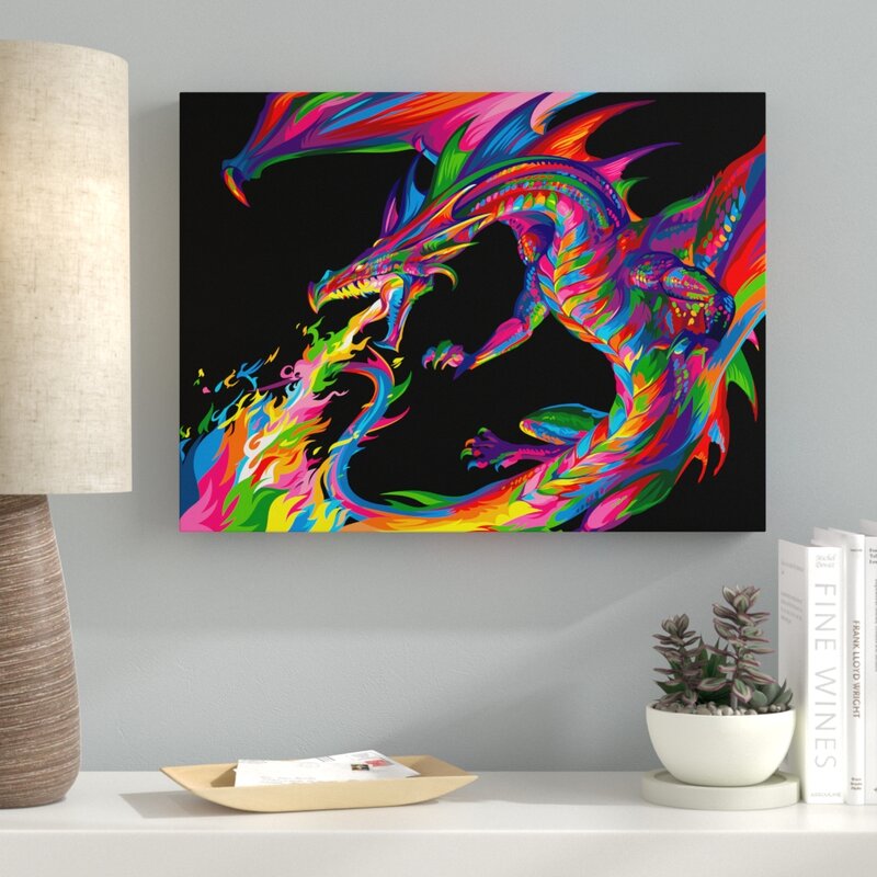 Fantasy Dragon On Canvas by Bob Weer Graphic Art