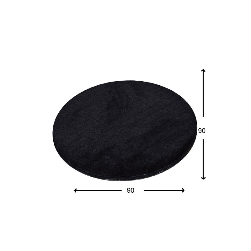 Elegant Black Acrylic Carpet, 35.4 inches Diameter | 100% Acrylic, 0.7-1.2 inches Pile Height | Antibacterial, Non-Slip Underside, Machine Washable | Perfect for Modern Living Spaces, Soft & Durable Design