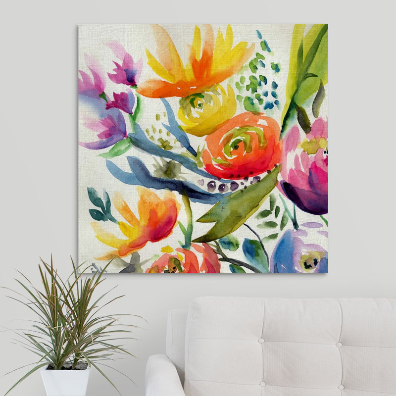 « summer spectrum iv », peinture sur toile, H 30 po x l 30 po x P 1,25 po, Toile tendue