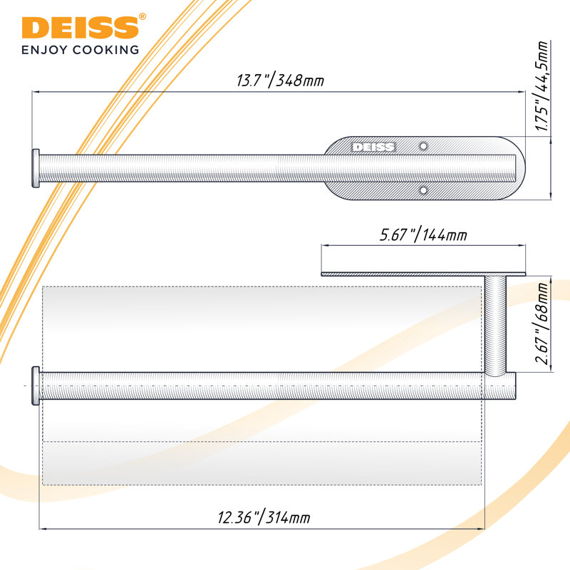 Deiss Pro Paper Towel Holder For Kitchen - Rust-resistant Stainless Steel, Space-saving Paper Towel, Black