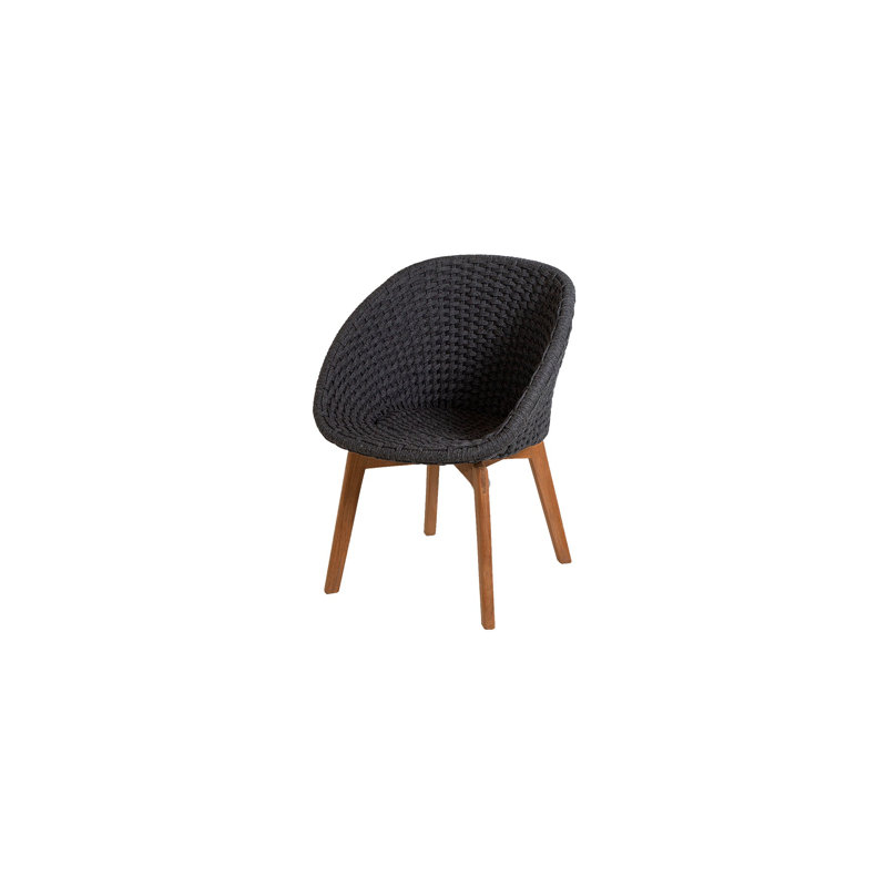 Peacock Patio Dining Side Chair with Cushion, Dark Gray Frame/Dark Green Cushion