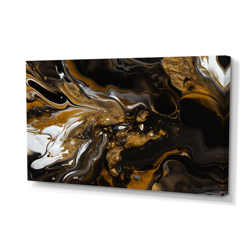 Or noir marbré Dreamscape III - impression sur toile géométrique moderne