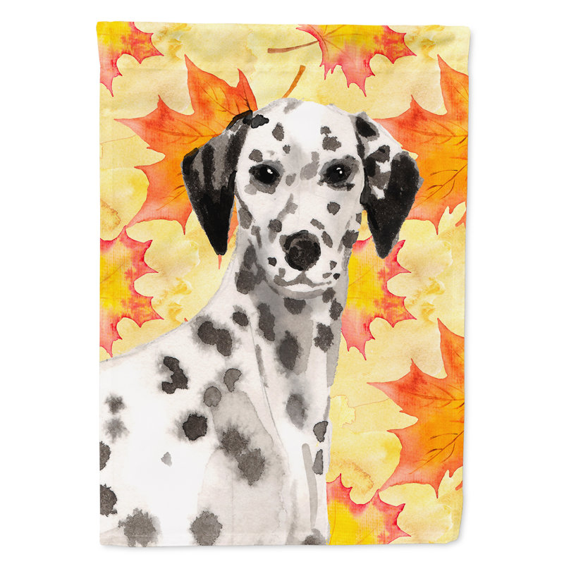 Automne 2 côtés en polyester 15 x 11 po drapeau de jardin, Dalmatien noir