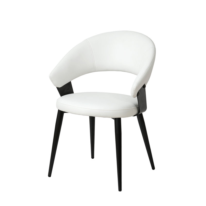 Chaise d'appoint moderne en similicuir et métal, White