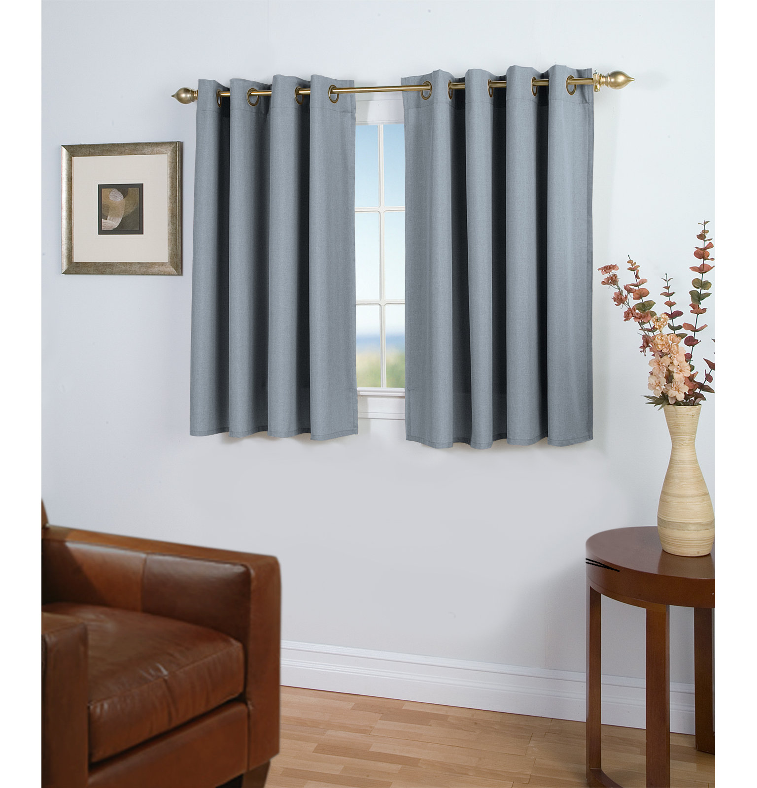 Room Darkening Synthetic Curtain, Cornflower Blue, 56" W x 45" L