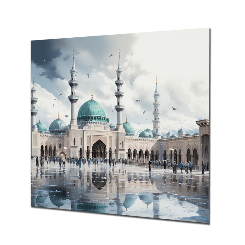 «Mosquée blanche et bleue», art mural, H 36 po x l 36 po