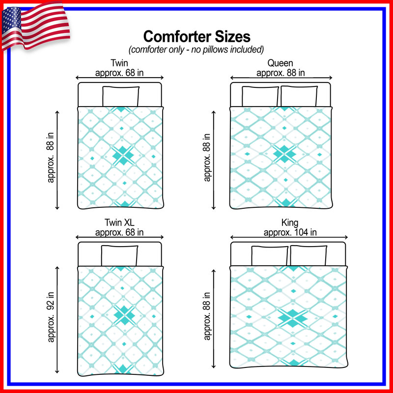 Turquoise Lattice Pattern Comforter, Queen