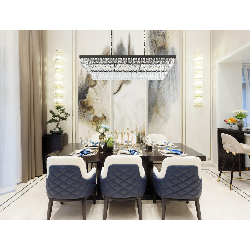 Iva 48 inch Rectangular Chandelier , Black