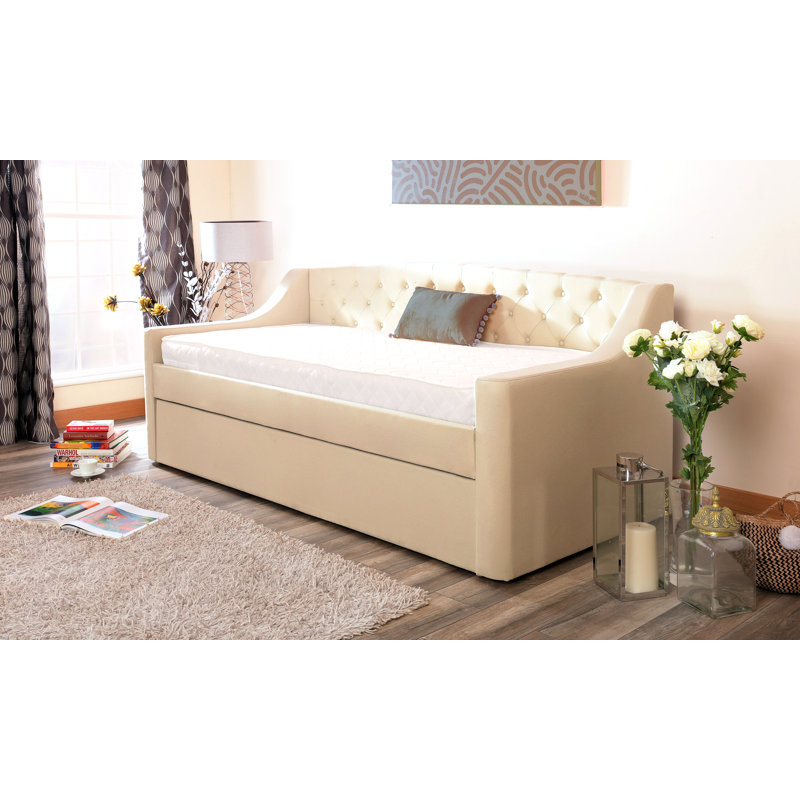 Upholstered UK Single - DE 90 X 190 Cm with Trundle, Cream