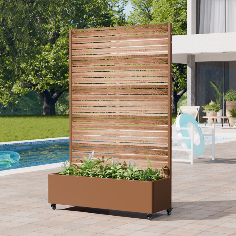 72 x 47 in. Iron Planter Box with Trellis, Yellow, 72" H x 47" W x 16" D