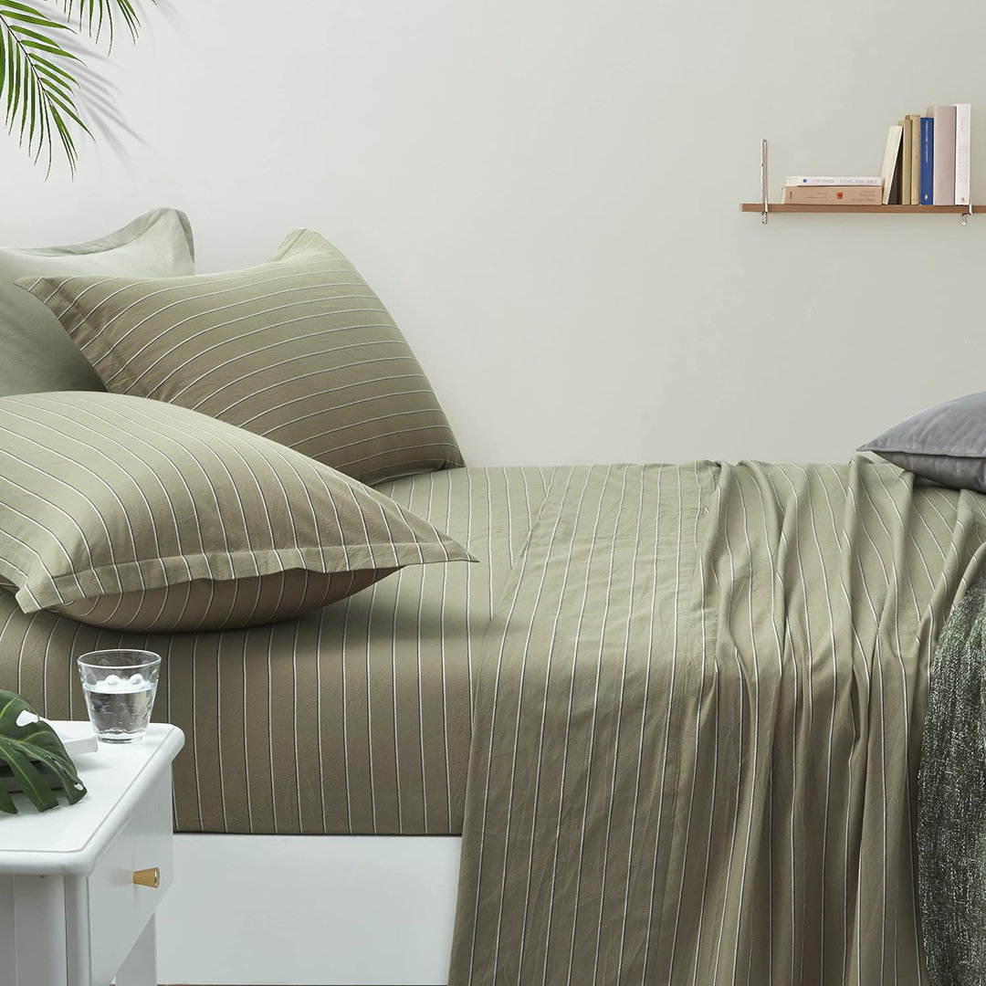 Dorella Cotton Percale Fitted Sheet Set 100% Cotton Percale Striped Sheet Set Sweety Pie Inc
