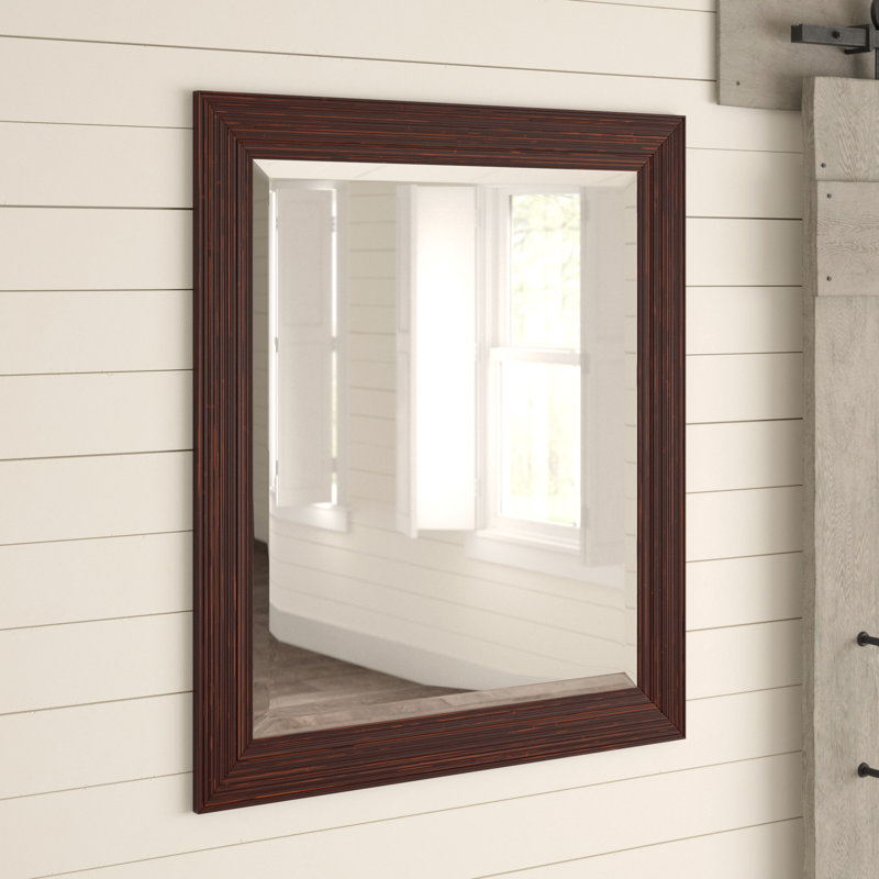 Miroir décoratif traditionnel Elisah, 37,75 po x 33,75 po, Brun