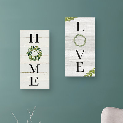 "Home & Love panel" par Carol Robinson, ensemble de 2 reproductions d’art textuel sur toile tendue
