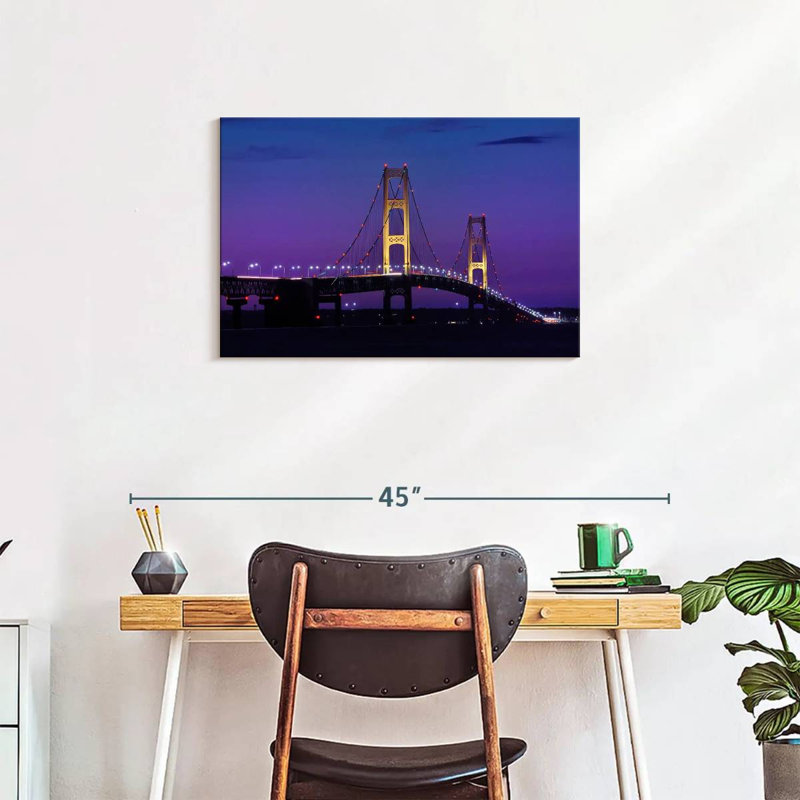 Lilie Mackinac Bridge, crépuscule, H 20 po x l 30 po