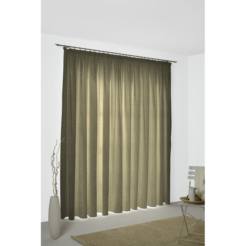 Polyacrylic Opaque Pinch Pleat Curtain Panel, Brown, 132cm Width x 295cm Drop