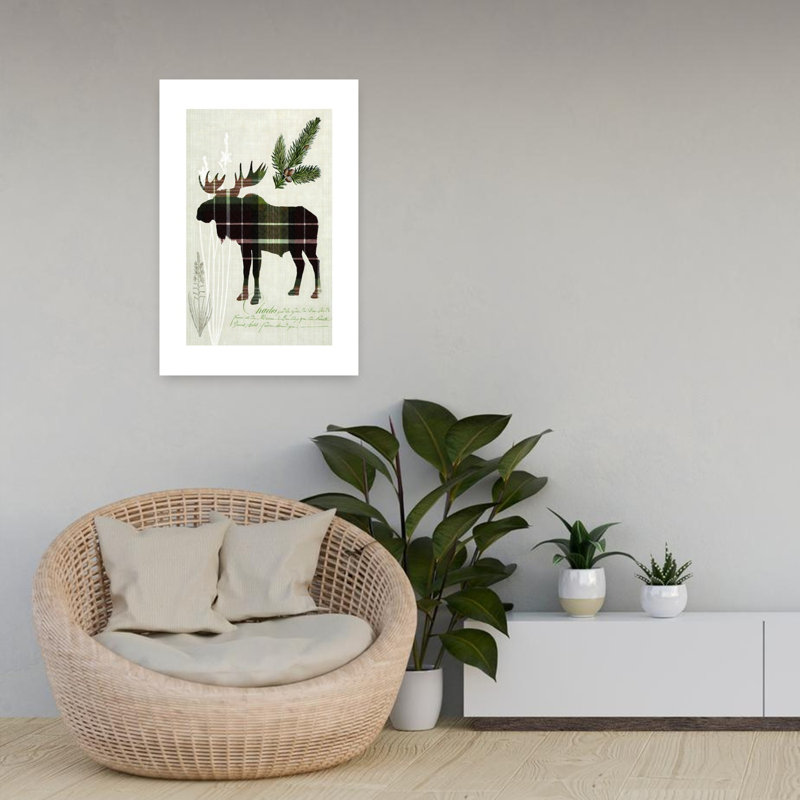 «Woodland Plaid II Abstract Vintage Forest Landscape», art mural, H 24 po x l 16 po