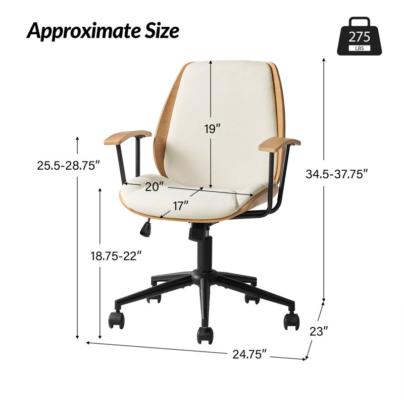Chaise de bureau Oswina, Ivoire ivoire