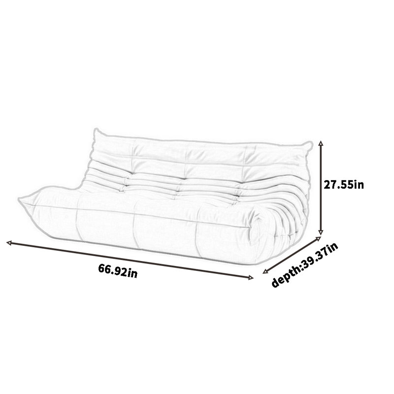 Simple Caterpillar Lazy Sofa, Light Gray Suede