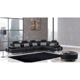 Canapé modulaire en similicuir de 113 po avec repose-pieds Henline