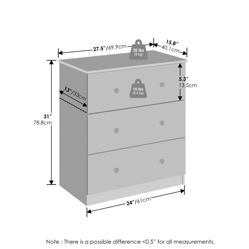 Buffet de rangement pour la cuisine et la salle à manger à 3 tiroirs Minni, Americano