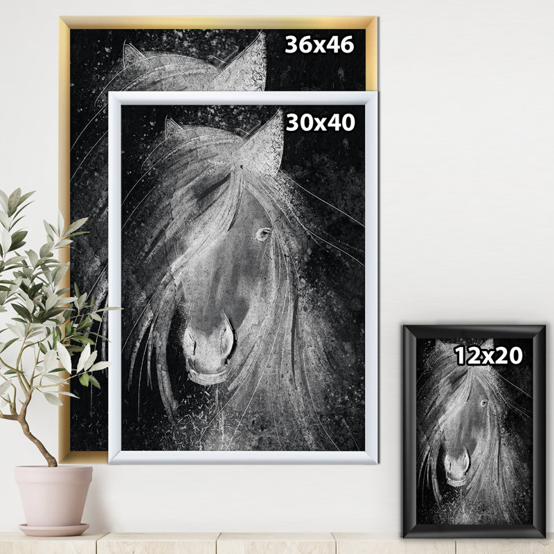 Cheval de ferme VI-reproduction d’art sur toile, H 46 po x l 36 po x P 1,5 po, Cadre flottant doré