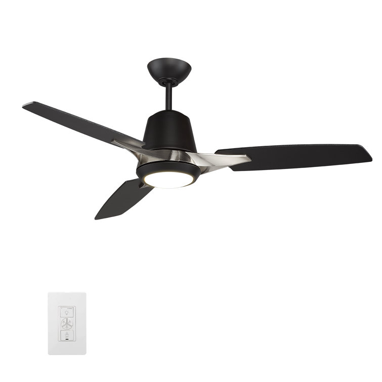 52'' Exton 3 - Blade LED Smart Standard Ceiling Fan with Wall Control and Light Kit Included.