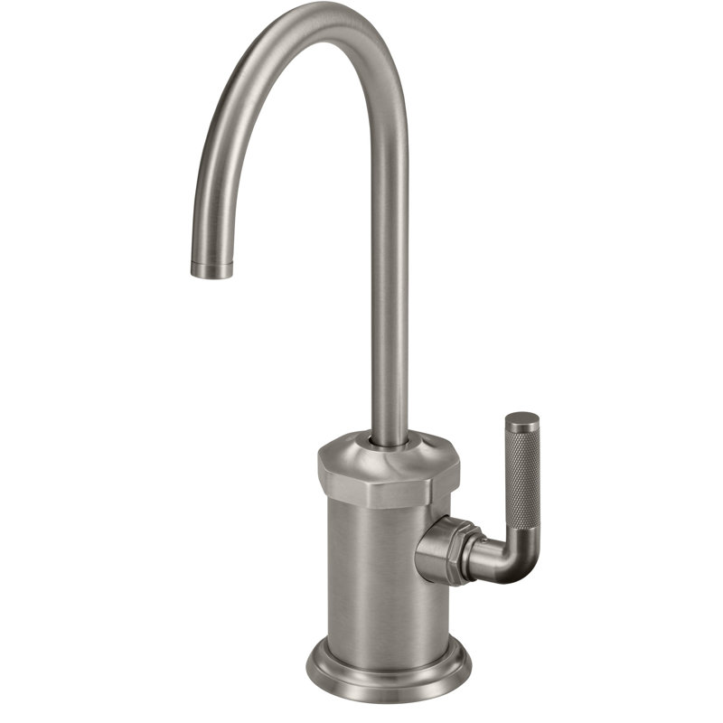 Descanso Kitchen Hot Water Dispenser - Knurled Handle, Antique Brass Flat