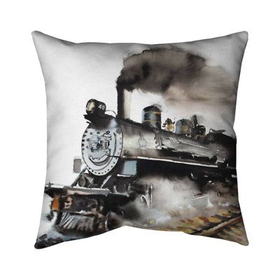 Vintage steam train outdoor throw pillow | Home decor
