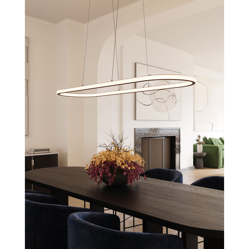 Luna 2 - Light LED Kitchen Island Pendant, 3000, Black, 1.5" H x 61.5" W x 19.5" D
