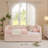 Daybed with Trundle Twin Size Sofa Bed No Box Spring Needed, with USB Port and Adorable Wave Shaped, Linen Fabric-129700439