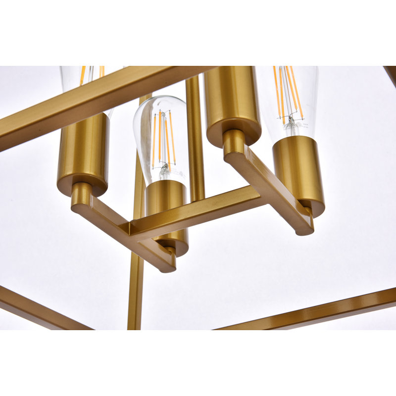 Lustre linéaire à 4 lumières Gloriajean, Laiton, H 12,6 po x l 16 po x P 16 po