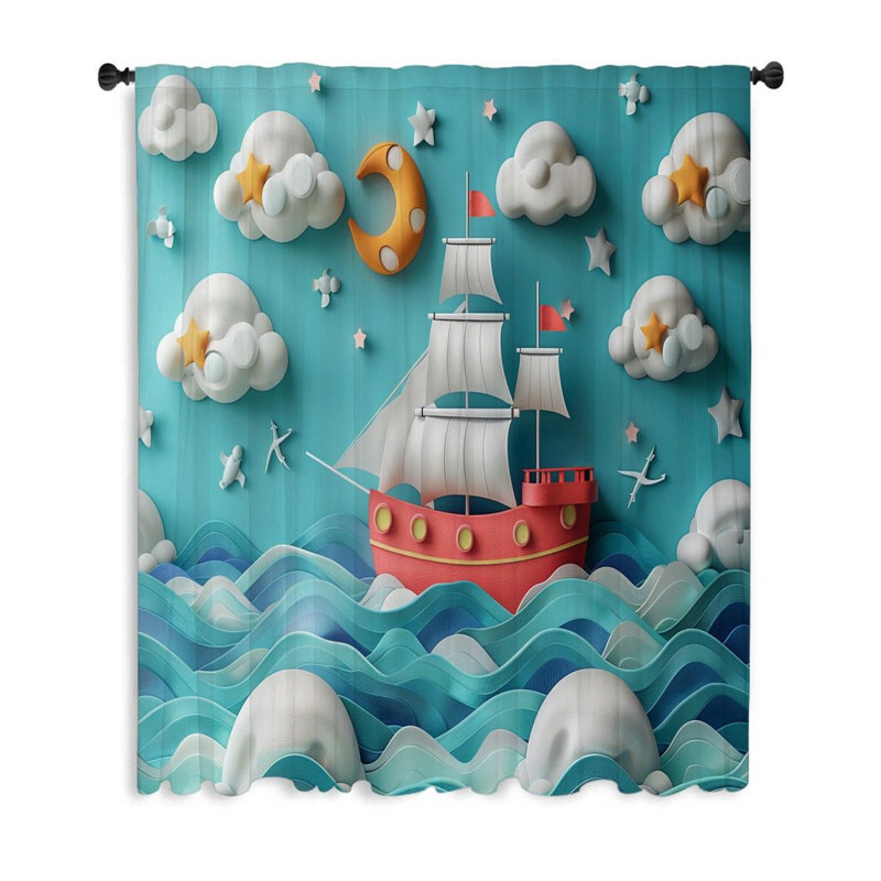 Rideaux de fenêtre de bateau, occultant maritime et voilages - 1 panneau (voilage), L 53 po x L 87 po