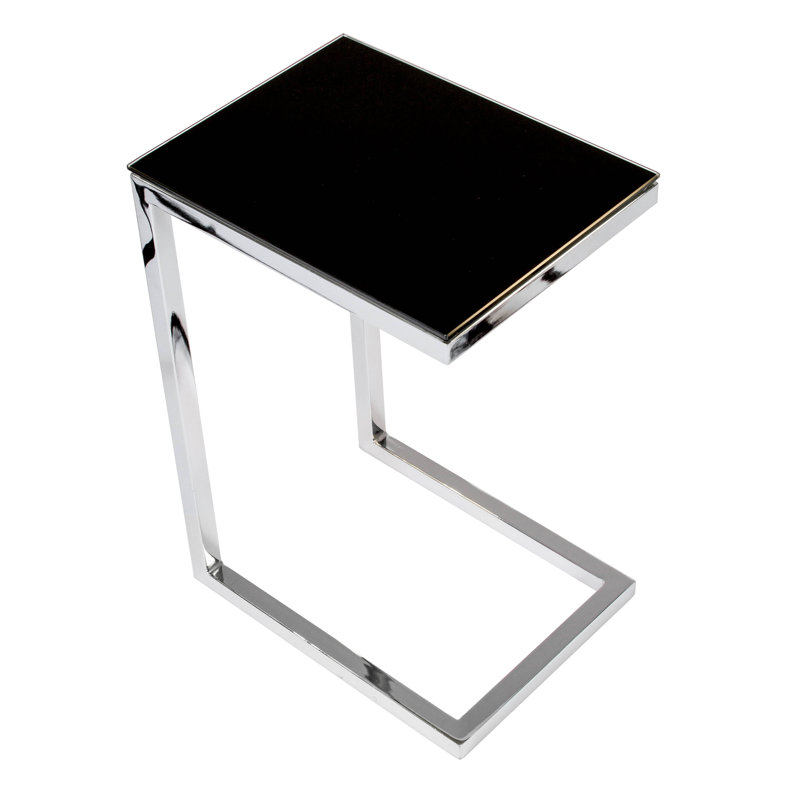 Stretford Glass Top End Table, Chrome, Black