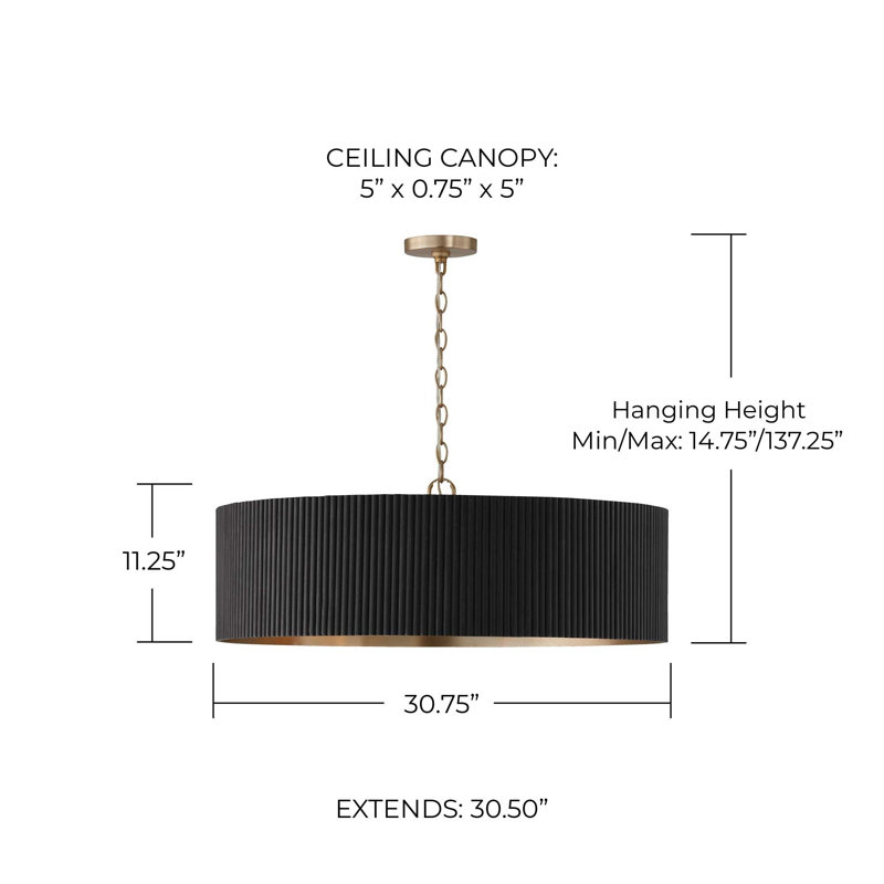 Donovan 4 - Light Dimmable Drum Chandelier, Black