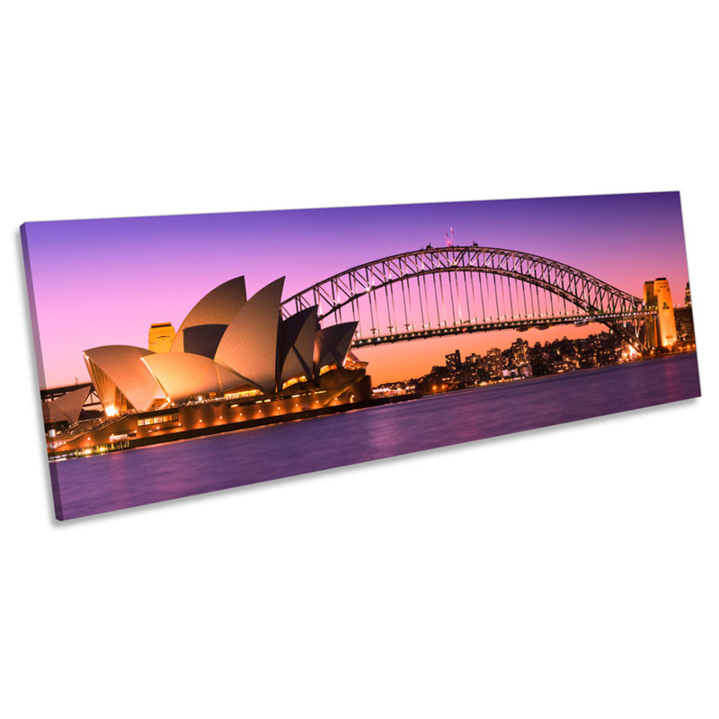 Sydney Harbour Skyline City - Wrapped Canvas Panoramic Print, 30.48cm H x 91.44cm W x 2cm D
