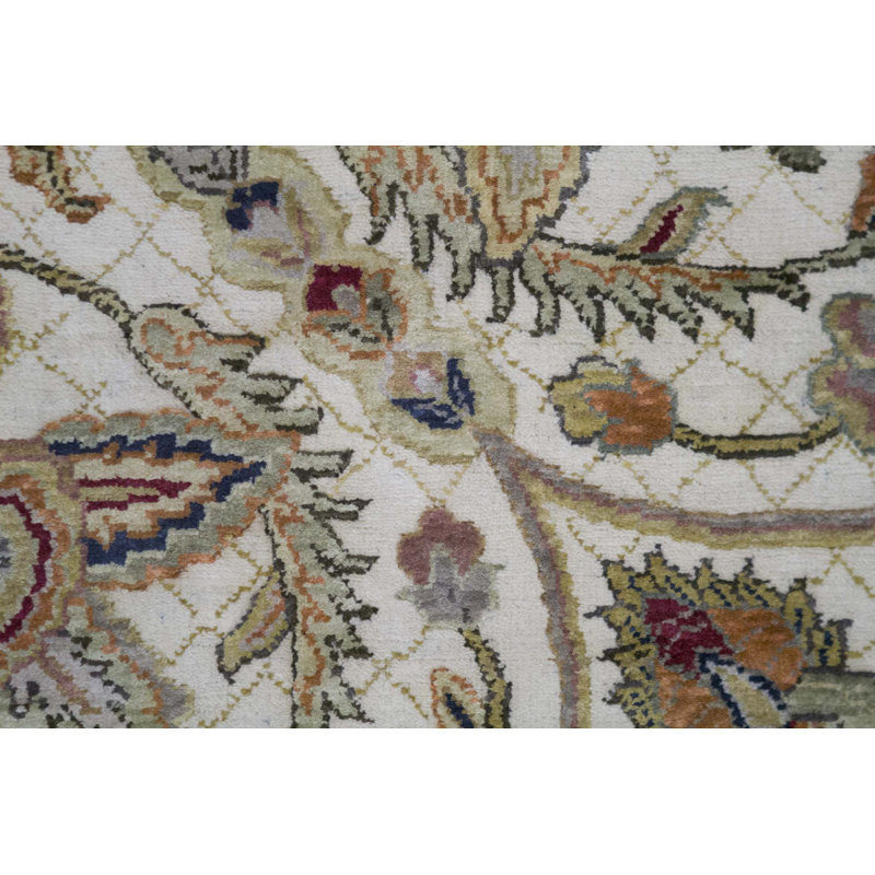Tapis ivoire et gris noué à la main de haute qualité