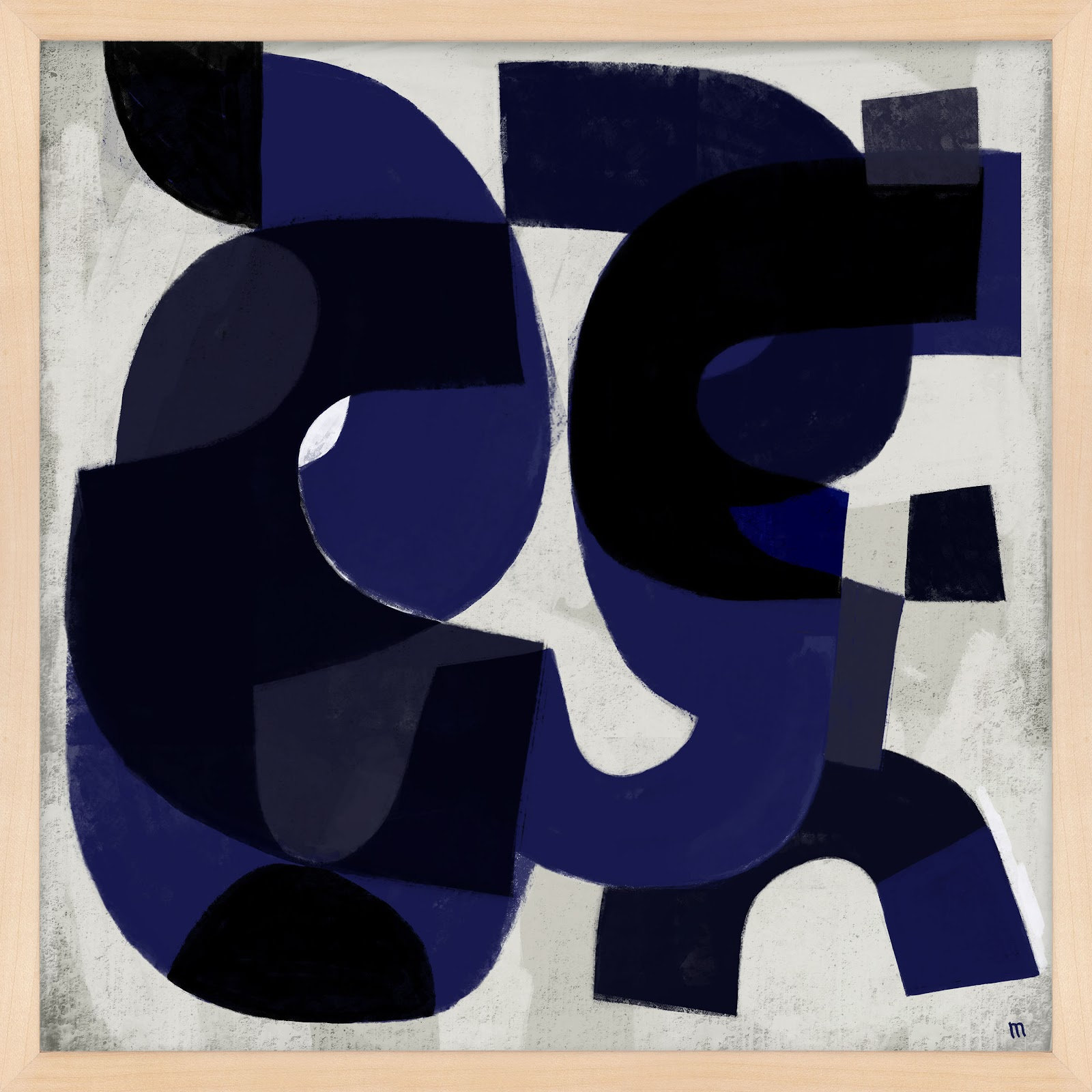 Kind Of Blue by StudioM, Maple Framed Paper, 44" H x 44" W x 1.25" D