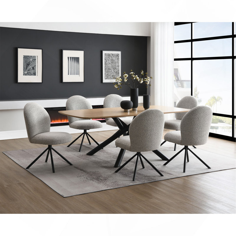 Ensemble de salle à manger 7 pièces, bois noir, mobilier de salle à manger