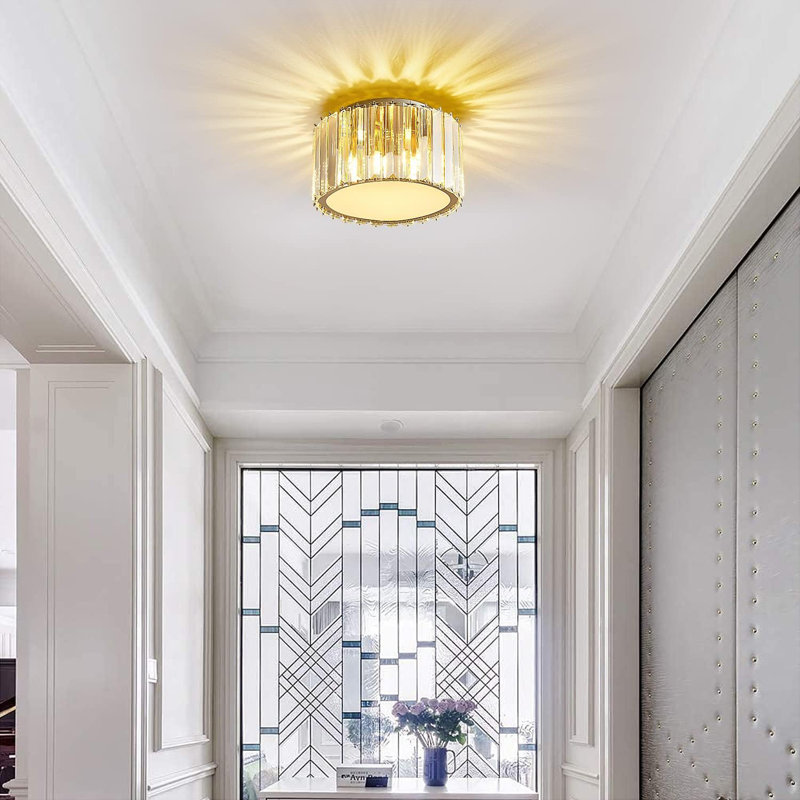 Plafonnier encastré en cristal, Doré