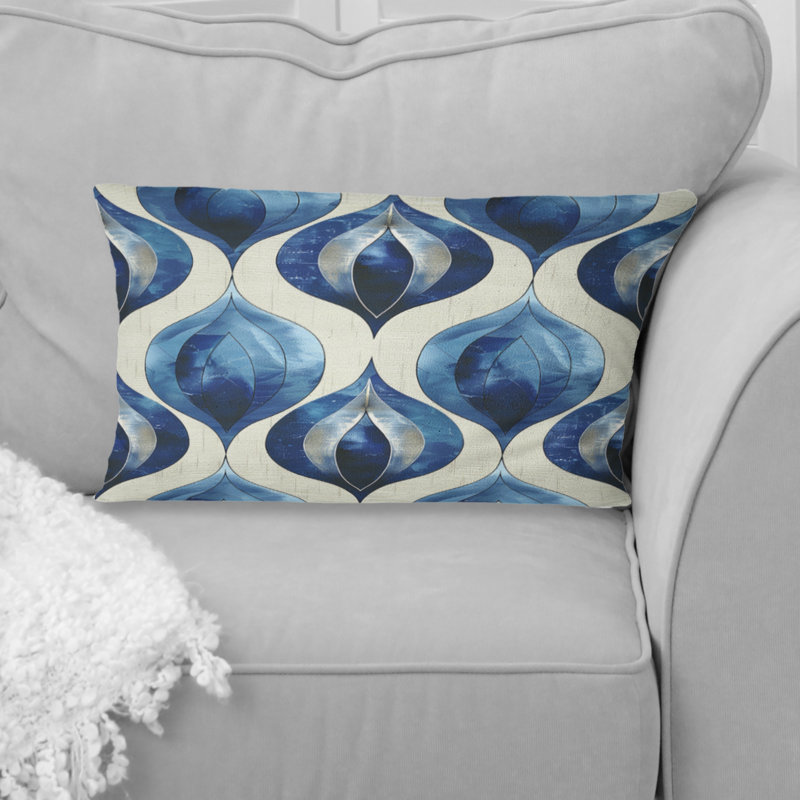 Coussin lombaire Mid-Century Blue Ogee