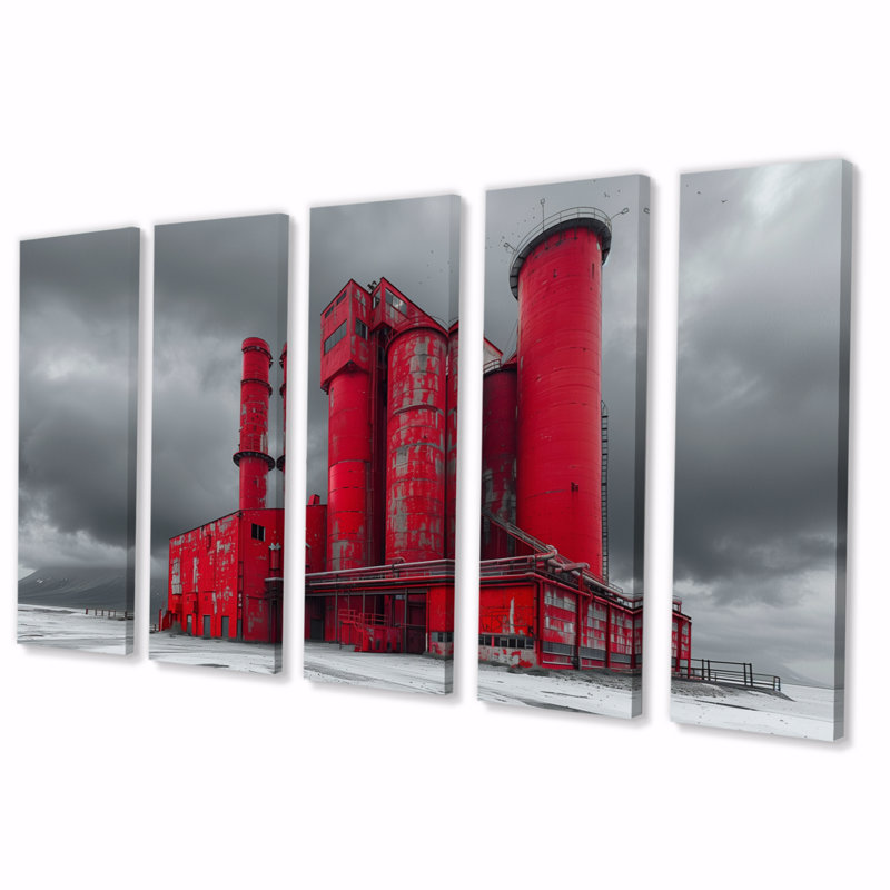 Ensemble de salon mural rouge et gris, H 28 po x l 60 po