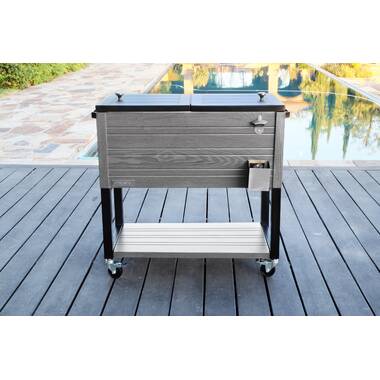 Sunnydaze Lockable Outdoor Small Deck Box with Storage and Side Handles -  32-Gal. - Phantom Gray