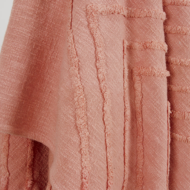  Jeté 100% coton tissé et texturé, Corail