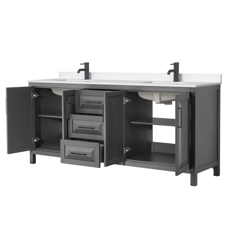 Daria 80'' W Vanity, Matte Black, Gray, Giotto Quartz