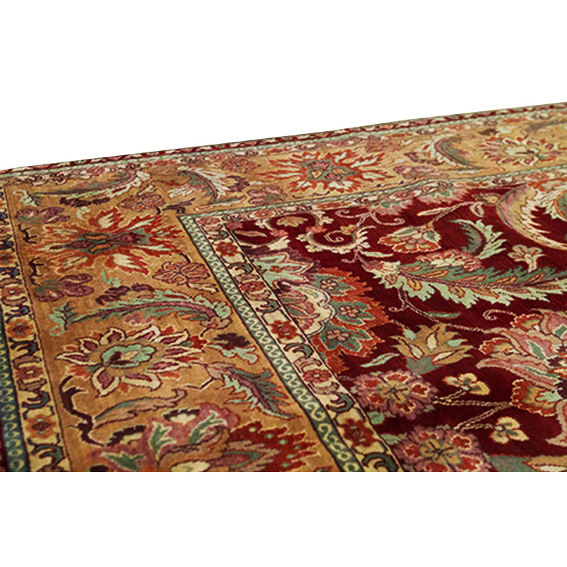 Hand-Knotted High-Quality Red and Gold Area Rug
