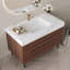 Meuble-lavabo moderne de 35,4 po avec lavabo sous le comptoir - comptoir en pierre frittée, bois massif imperméable à plusieurs couches, quatre tiroirs, options autoportantes ou murales.