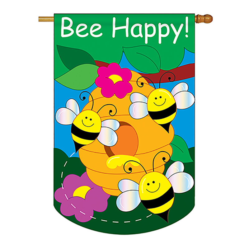 Drapeau de maison en polyester 40 x 28 po Bowdin Bee Happy