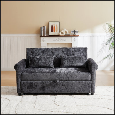 Canapé-lit en tissu chenille moderne de 58,27 pouces avec dossier réglable - confortable et polyvalent pour le salon ou la chambre à coucher
